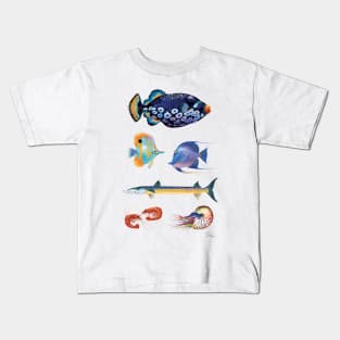 Group of fish with Trigger Fish Kids T-Shirt